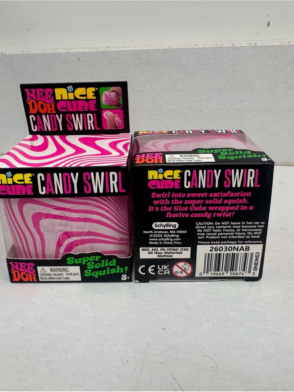 Nice Doh Cube Candy Swirl Pink Squish 2lot-